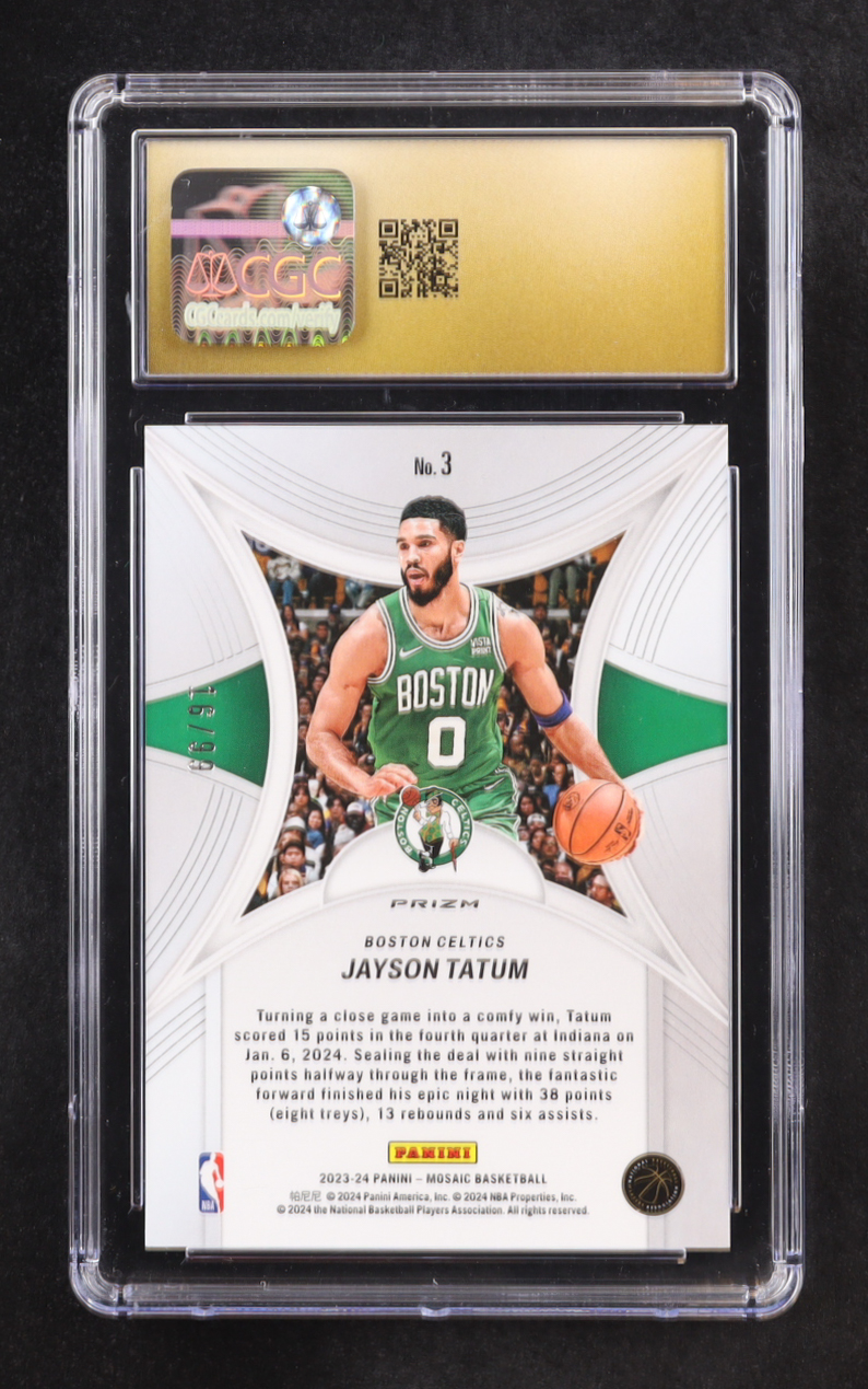 Jayson Tatum 2023-24 Panini Mosaic Epic Performers Reactive Yellow #3 #16/99 (CGC 10 | Black Pristine Label) at PristineAuction.com Jayson Tatum 2023-24 Panini Mosaic Epic Performers Reactive Yellow #3 #16/99 (CGC 10 | Black Pristine Label) at PristineAuction.com