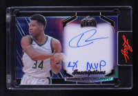 Giannis Antetokounmpo 2024 Leaf Metal Inscriptions 4x MVP Auto #P-LT1 #15/100 at PristineAuction.com