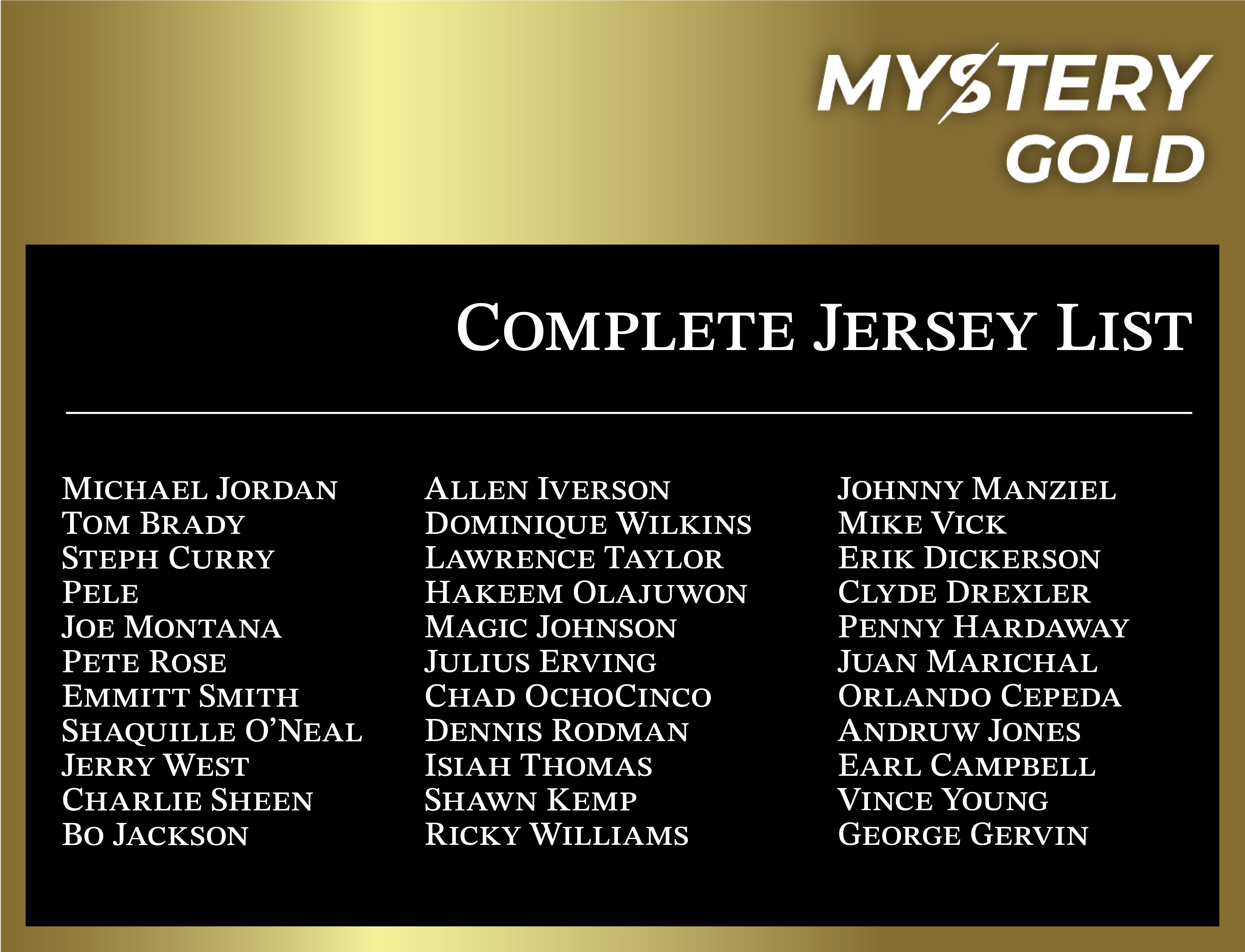 MYSTERY GOLD PRESENTS Memorabilia Grails Each PACK - CONTAINS 1 Certified Autographed Jersey! at PristineAuction.com MYSTERY GOLD PRESENTS Memorabilia Grails Each PACK - CONTAINS 1 Certified Autographed Jersey! at PristineAuction.com