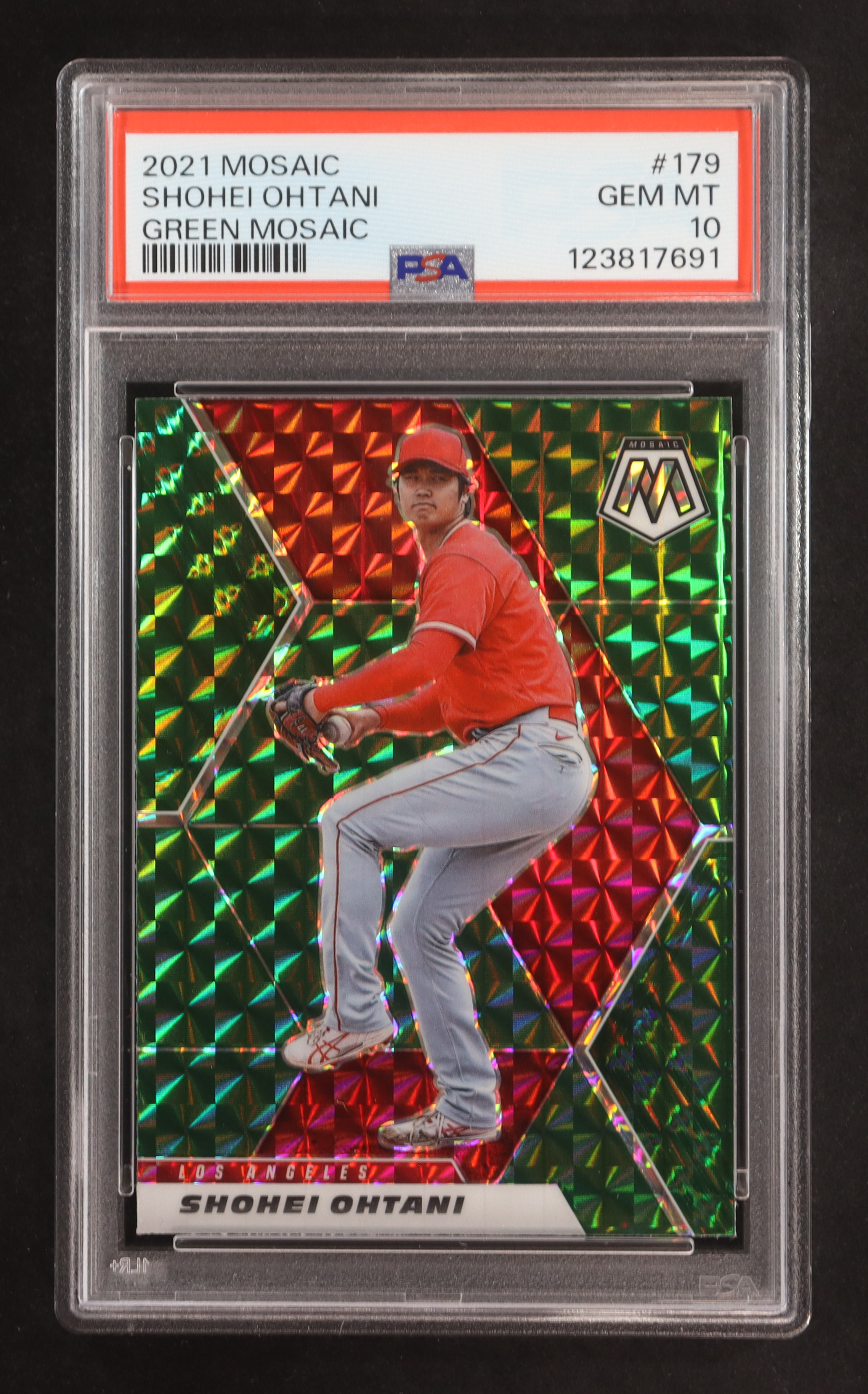 Shohei Ohtani 2021 Panini Mosaic Mosaic Green #179 (PSA 10) at PristineAuction.com Shohei Ohtani 2021 Panini Mosaic Mosaic Green #179 (PSA 10) at PristineAuction.com