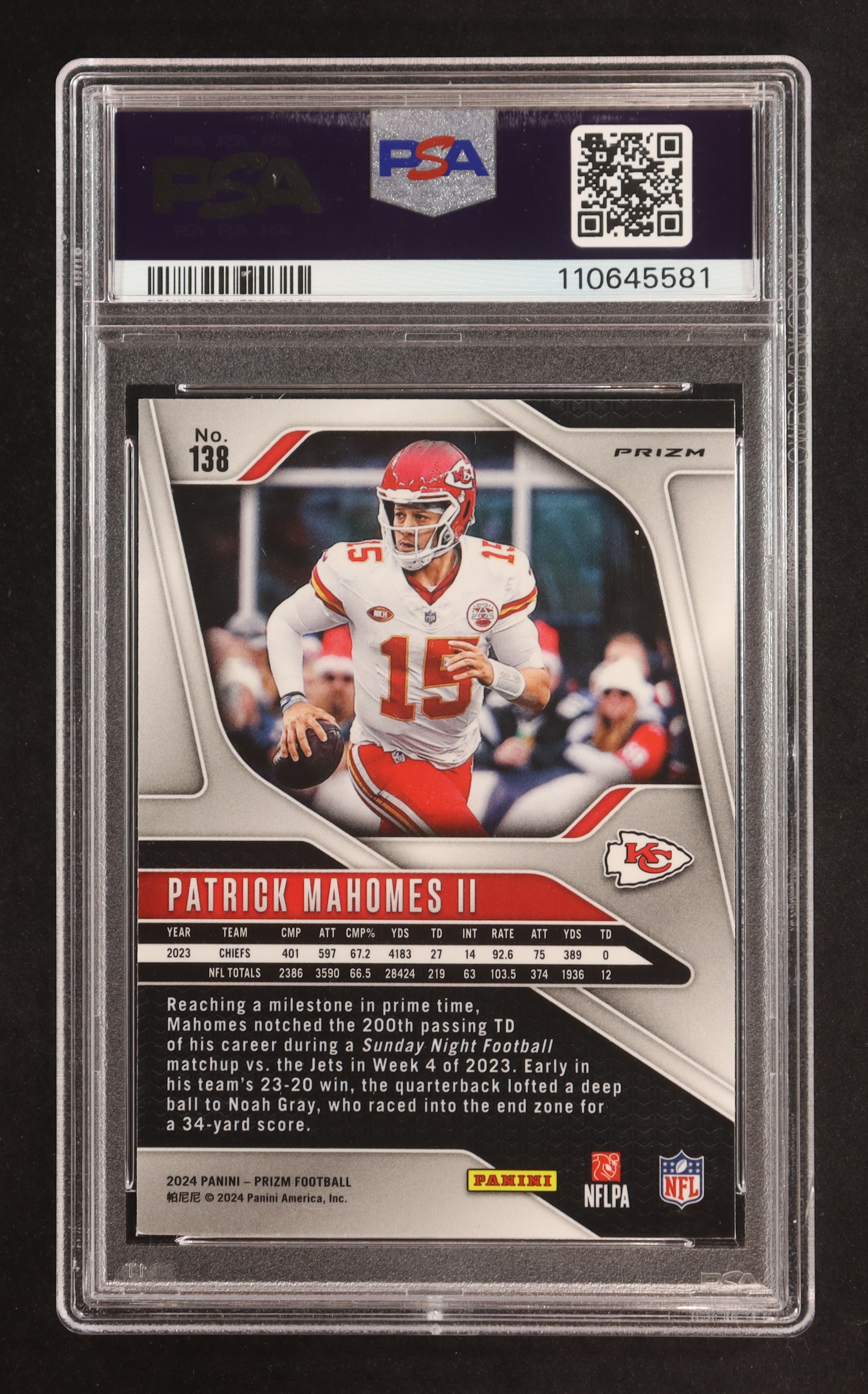 Patrick Mahomes II 2024 Panini Prizm Prizms Green #138 (PSA 9) at PristineAuction.com Patrick Mahomes II 2024 Panini Prizm Prizms Green #138 (PSA 9) at PristineAuction.com
