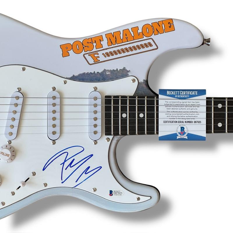 Post Malone Signed Custom Stratocaster Style Guitar (Beckett) at PristineAuction.com Post Malone Signed Custom Stratocaster Style Guitar (Beckett) at PristineAuction.com