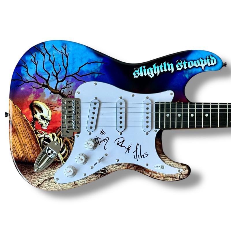 Miles Doughty, Kyle McDonald & Ryan Moran Signed "Slightly Stoopid" Custom Stratocaster Guitar (JSA) at PristineAuction.com Miles Doughty, Kyle McDonald & Ryan Moran Signed "Slightly Stoopid" Custom Stratocaster Guitar (JSA) at PristineAuction.com