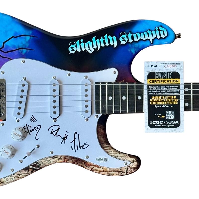 Miles Doughty, Kyle McDonald & Ryan Moran Signed "Slightly Stoopid" Custom Stratocaster Guitar (JSA) at PristineAuction.com Miles Doughty, Kyle McDonald & Ryan Moran Signed "Slightly Stoopid" Custom Stratocaster Guitar (JSA) at PristineAuction.com