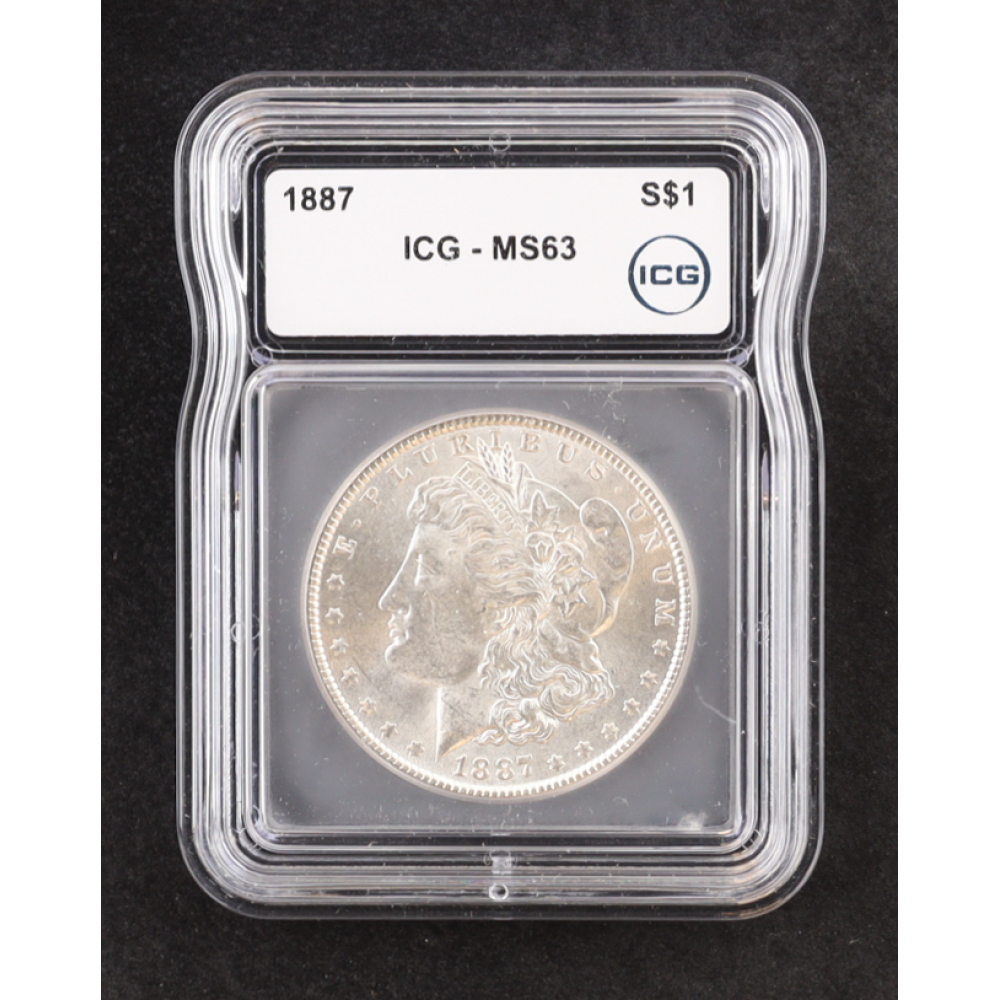 1887 Morgan Silver $1 Dollar (ICG MS63) at PristineAuction.com