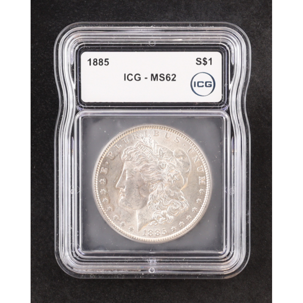 1885 Morgan Silver $1 Dollar (ICG MS62) at PristineAuction.com