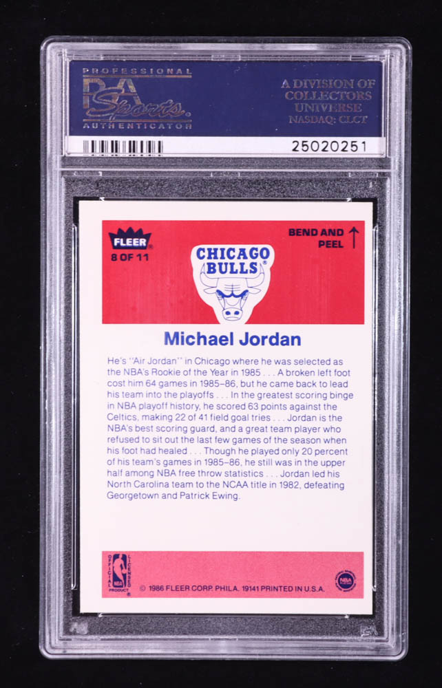 Michael Jordan 1986-87 Fleer Stickers #8 RC (PSA 7) at PristineAuction.com Michael Jordan 1986-87 Fleer Stickers #8 RC (PSA 7) at PristineAuction.com