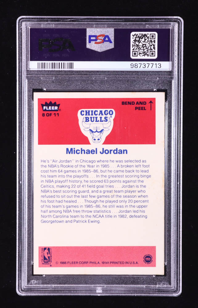 Michael Jordan 1986-87 Fleer Stickers #8 RC (PSA 6) at PristineAuction.com Michael Jordan 1986-87 Fleer Stickers #8 RC (PSA 6) at PristineAuction.com