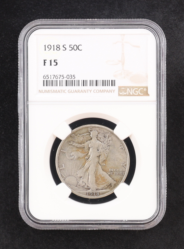 1918-S Walking Silver Half Dollar (NGC F15) at PristineAuction.com 1918-S Walking Silver Half Dollar (NGC F15) at PristineAuction.com