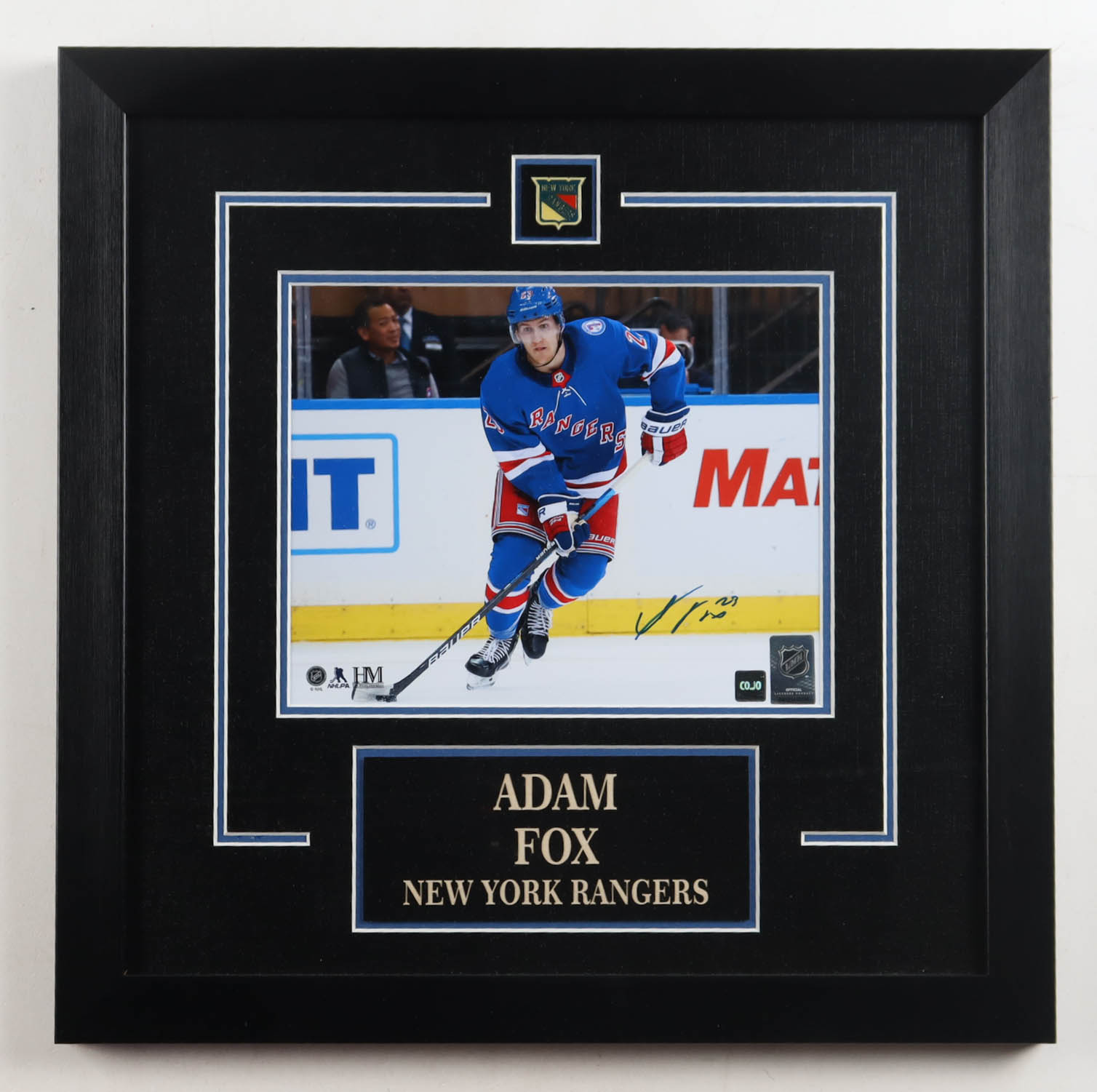 Adam Fox Signed Rangers Custom Framed Photo (COJO) at PristineAuction.com Adam Fox Signed Rangers Custom Framed Photo (COJO) at PristineAuction.com