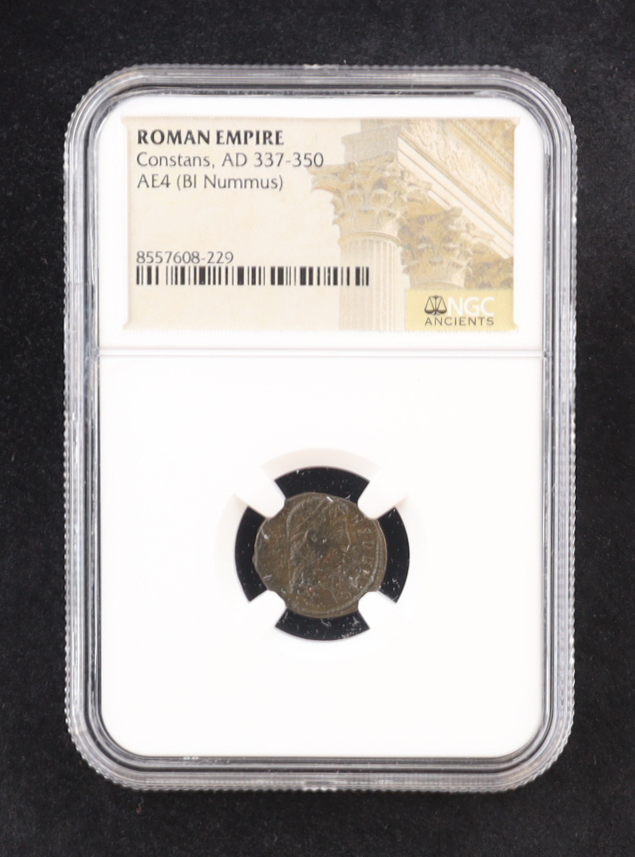 Roman Empire - Constans, AD 337-350, AE4 (BI Nummus) (NGC) at PristineAuction.com Roman Empire - Constans, AD 337-350, AE4 (BI Nummus) (NGC) at PristineAuction.com