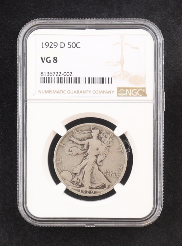 1929-D Walking Silver Half Dollar (NGC VG8) at PristineAuction.com 1929-D Walking Silver Half Dollar (NGC VG8) at PristineAuction.com