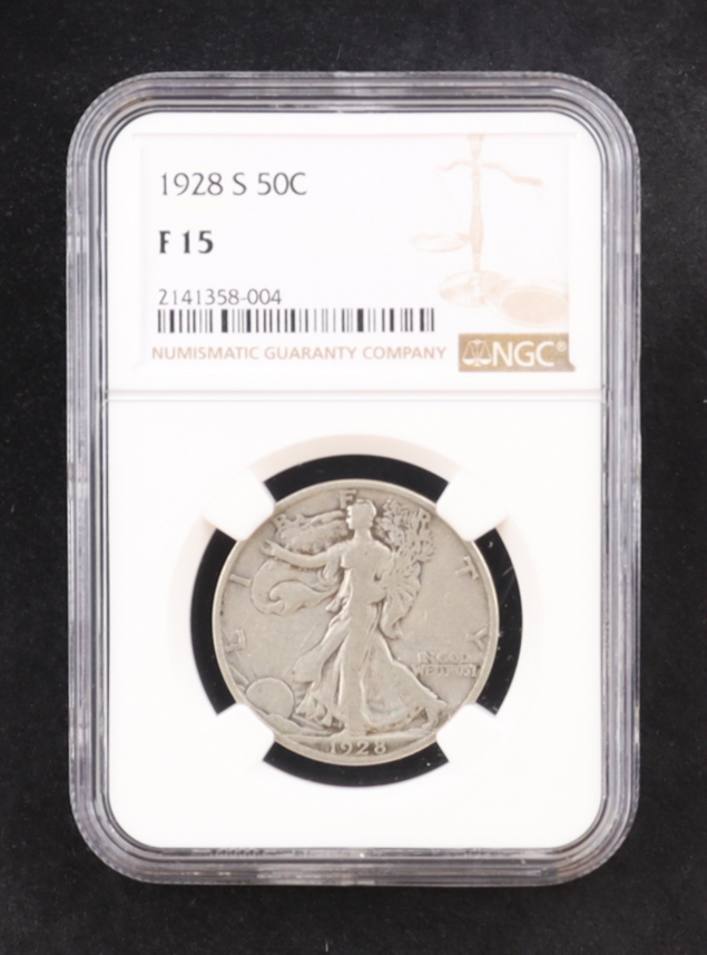 1928-S Walking Silver Half Dollar (NGC F15) at PristineAuction.com 1928-S Walking Silver Half Dollar (NGC F15) at PristineAuction.com