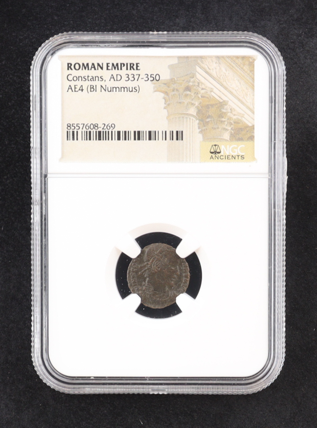 Roman Empire - Constans, AD 337-350, AE4 (BI Nummus) (NGC) at PristineAuction.com Roman Empire - Constans, AD 337-350, AE4 (BI Nummus) (NGC) at PristineAuction.com