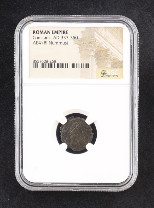 Roman Empire - Constans, AD 337-350, AE4 (BI Nummus) (NGC) at PristineAuction.com Roman Empire - Constans, AD 337-350, AE4 (BI Nummus) (NGC) at PristineAuction.com