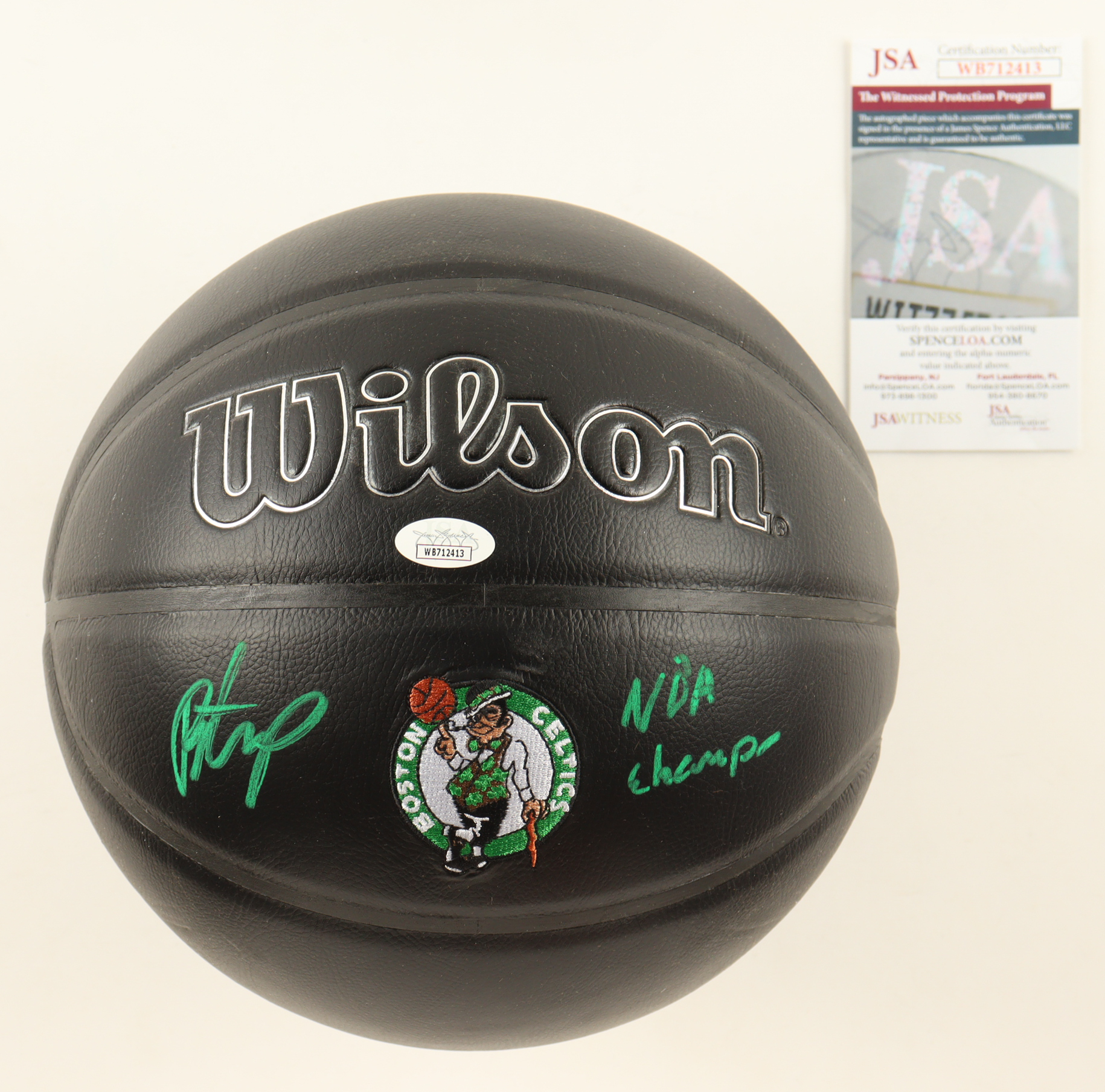 Payton Pritchard Signed Celtics Logo NBA Basketball Inscribed "NBA Champ" (JSA) at PristineAuction.com Payton Pritchard Signed Celtics Logo NBA Basketball Inscribed "NBA Champ" (JSA) at PristineAuction.com