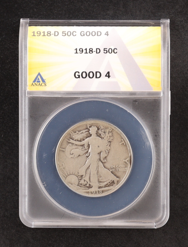 1918-D Walking Silver Half Dollar (ANACS G4) at PristineAuction.com 1918-D Walking Silver Half Dollar (ANACS G4) at PristineAuction.com