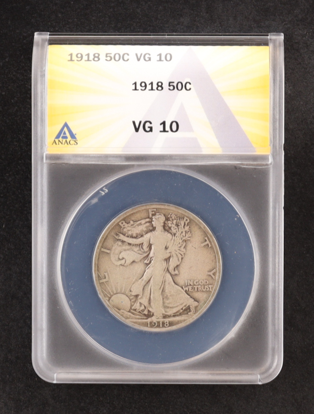 1918 Walking Silver Half Dollar (ANACS VG10) at PristineAuction.com 1918 Walking Silver Half Dollar (ANACS VG10) at PristineAuction.com