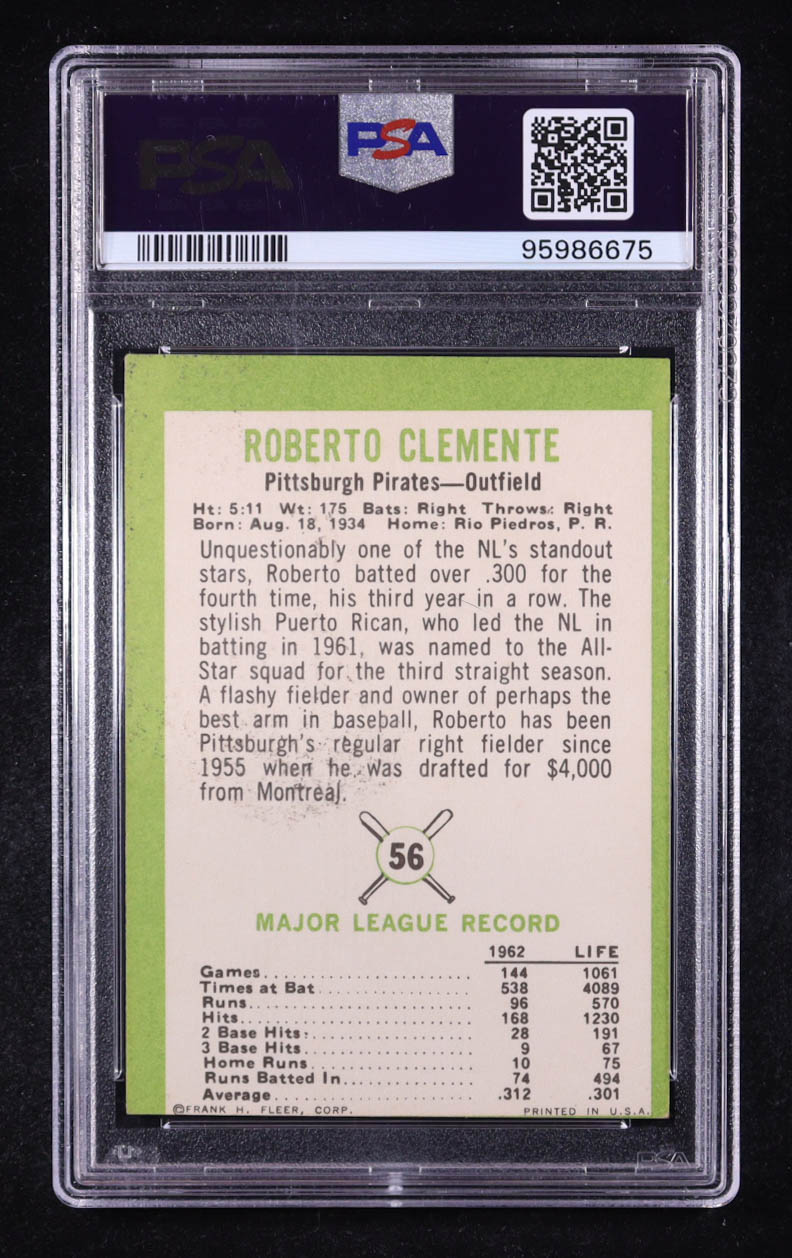 Roberto Clemente 1963 Fleer #56 (PSA 5) (MC) at PristineAuction.com Roberto Clemente 1963 Fleer #56 (PSA 5) (MC) at PristineAuction.com
