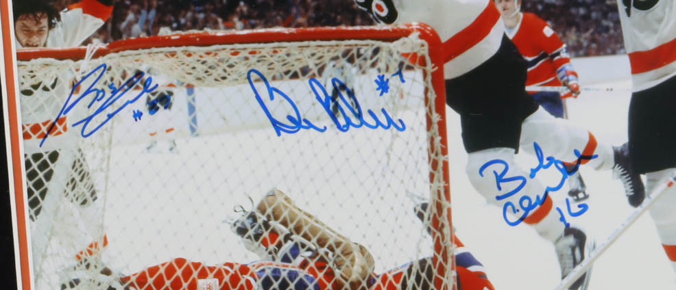 Reggie Leach, Bobby Clarke & Bill Barber Signed Flyers "LCB Line" Custom Framed Photo (COJO) at PristineAuction.com Reggie Leach, Bobby Clarke & Bill Barber Signed Flyers "LCB Line" Custom Framed Photo (COJO) at PristineAuction.com