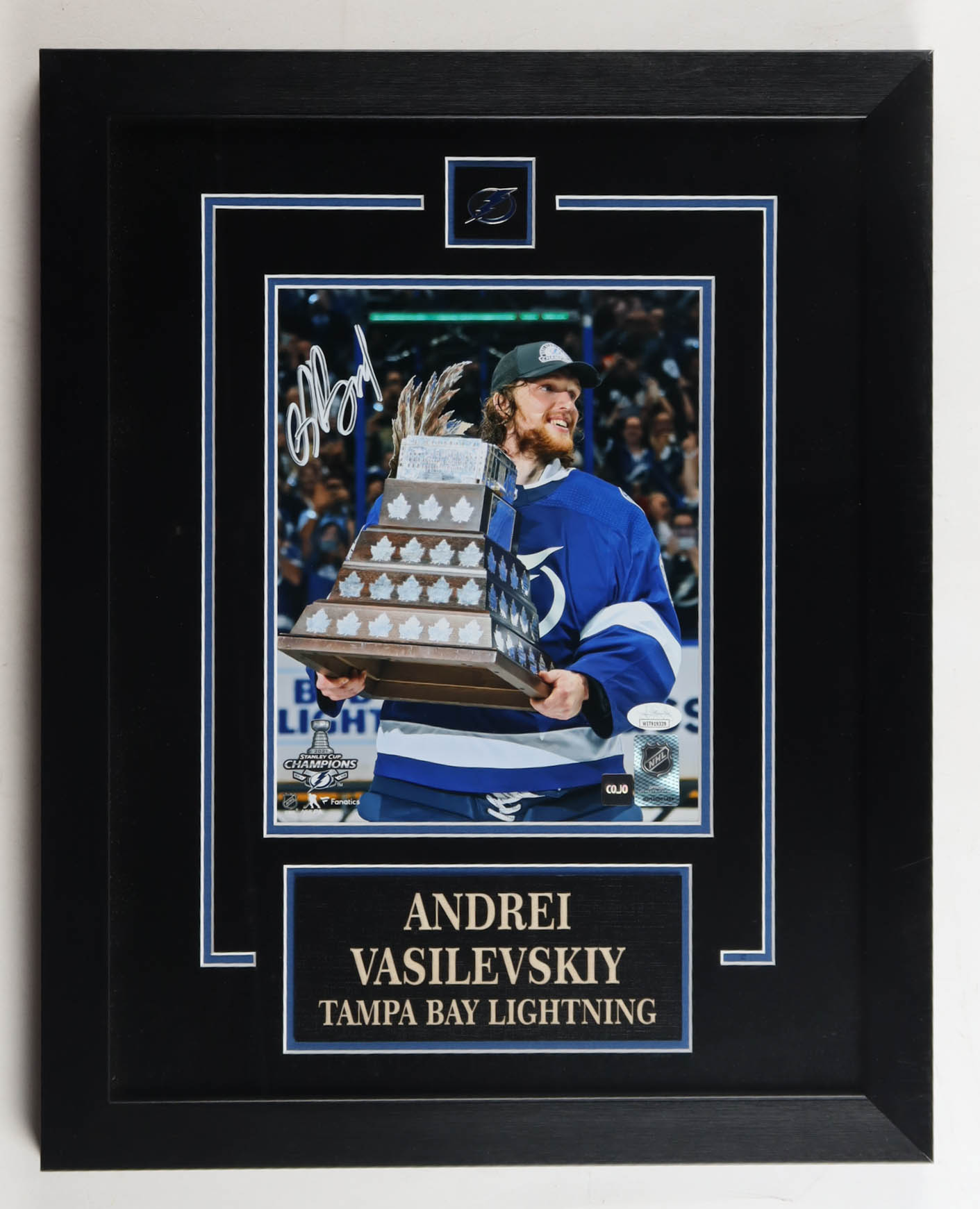 Andrei Vasilevskiy Signed Lightning Custom Framed Photo (JSA & COJO) at PristineAuction.com Andrei Vasilevskiy Signed Lightning Custom Framed Photo (JSA & COJO) at PristineAuction.com