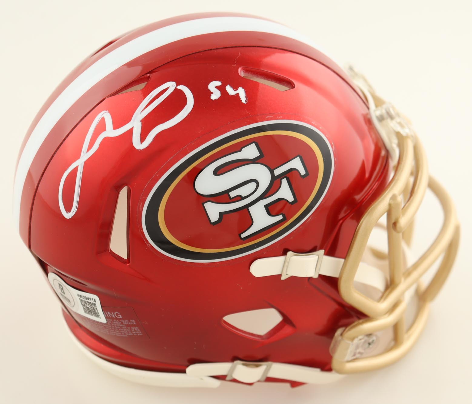 Fred Warner Signed 49ers Flash Alternate Speed Mini Helmet (Beckett) at PristineAuction.com Fred Warner Signed 49ers Flash Alternate Speed Mini Helmet (Beckett) at PristineAuction.com