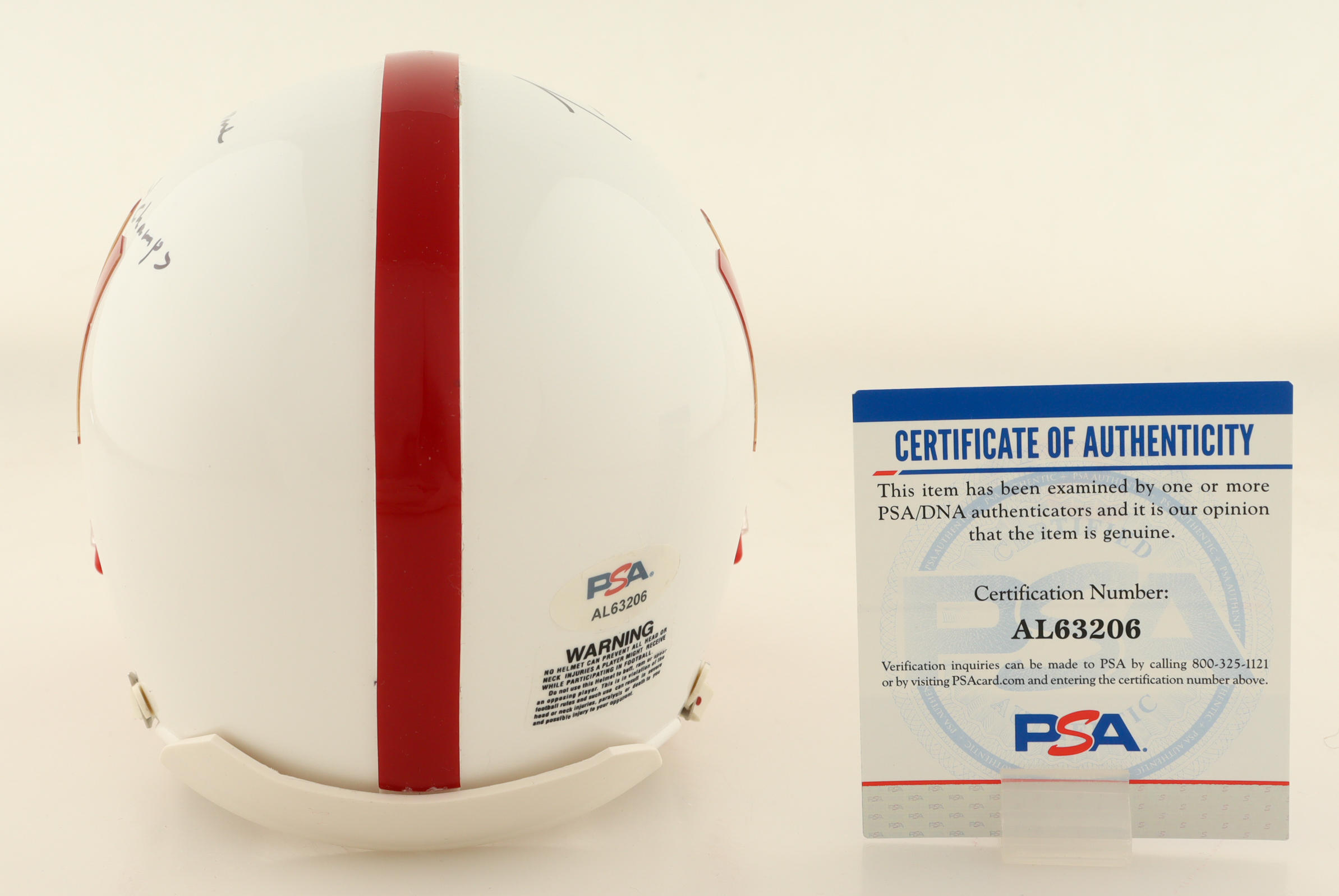 Tommie Frazier & Tom Osborne Signed Nebraska Cornhuskers Mini Helmet Inscribed "94 95 National Champs" (PSA) at PristineAuction.com Tommie Frazier & Tom Osborne Signed Nebraska Cornhuskers Mini Helmet Inscribed "94 95 National Champs" (PSA) at PristineAuction.com