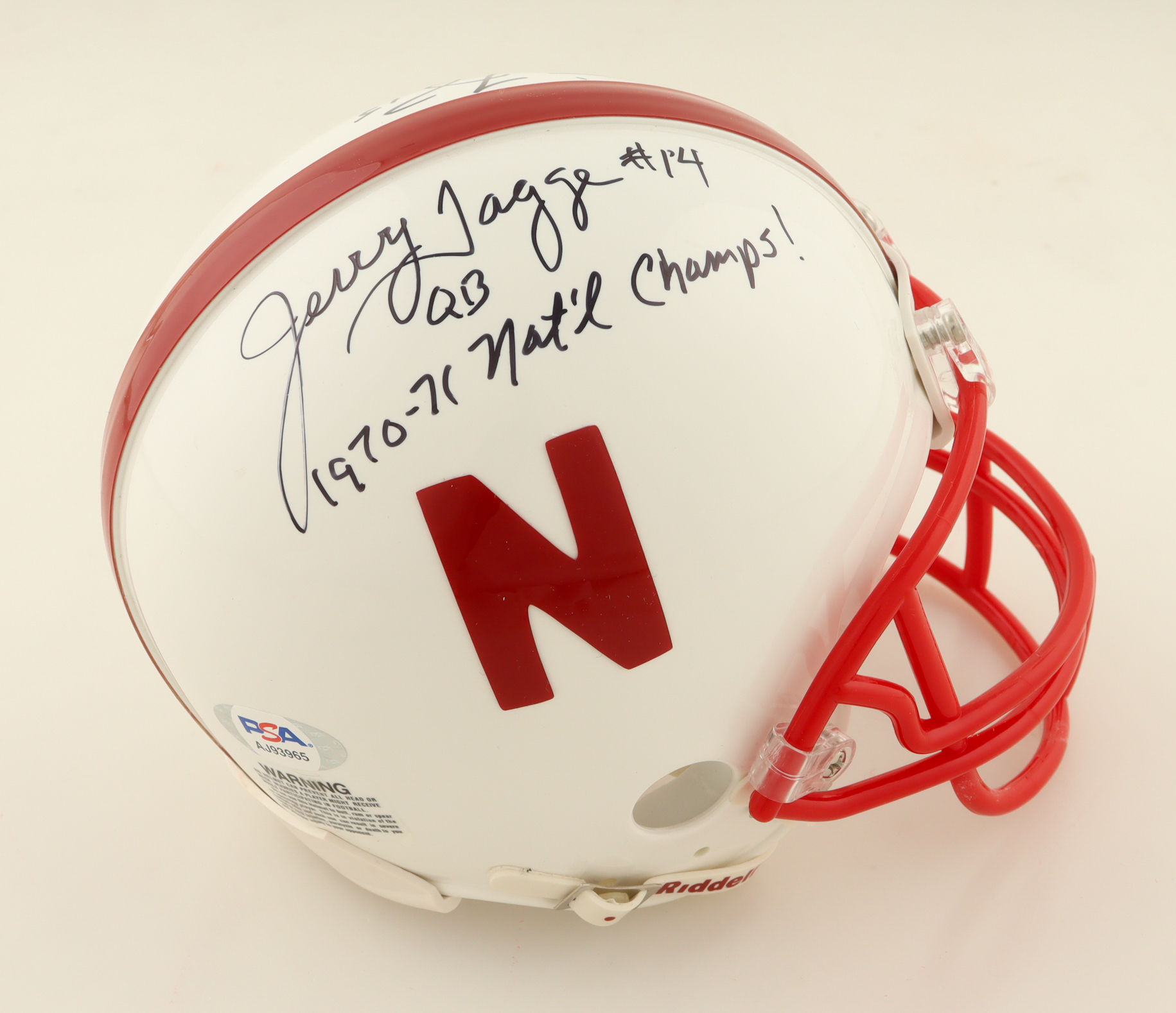 Tommie Frazier & Jerry Tagge Signed Nebraska Cornhuskers Mini Helmet Inscribed "94/95 Nat'l Champs!" & "1970-71 Nat'l Champs!" (PSA) at PristineAuction.com Tommie Frazier & Jerry Tagge Signed Nebraska Cornhuskers Mini Helmet Inscribed "94/95 Nat'l Champs!" & "1970-71 Nat'l Champs!" (PSA) at PristineAuction.com