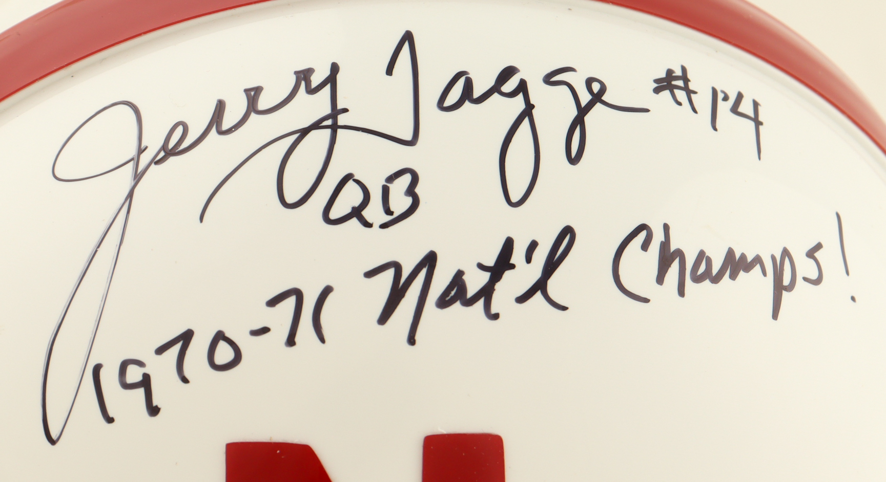 Tommie Frazier & Jerry Tagge Signed Nebraska Cornhuskers Mini Helmet Inscribed "94/95 Nat'l Champs!" & "1970-71 Nat'l Champs!" (PSA) at PristineAuction.com Tommie Frazier & Jerry Tagge Signed Nebraska Cornhuskers Mini Helmet Inscribed "94/95 Nat'l Champs!" & "1970-71 Nat'l Champs!" (PSA) at PristineAuction.com