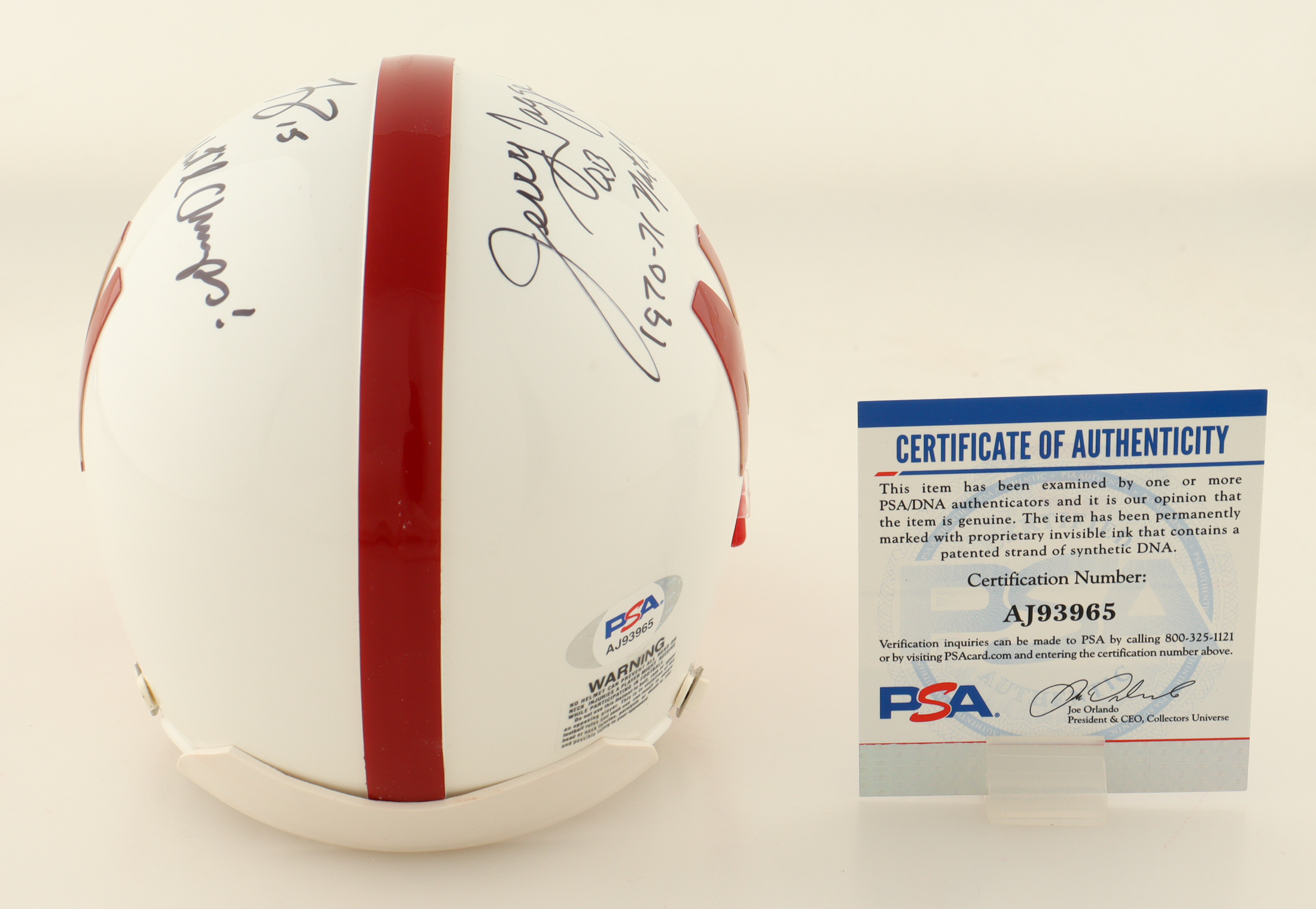 Tommie Frazier & Jerry Tagge Signed Nebraska Cornhuskers Mini Helmet Inscribed "94/95 Nat'l Champs!" & "1970-71 Nat'l Champs!" (PSA) at PristineAuction.com Tommie Frazier & Jerry Tagge Signed Nebraska Cornhuskers Mini Helmet Inscribed "94/95 Nat'l Champs!" & "1970-71 Nat'l Champs!" (PSA) at PristineAuction.com