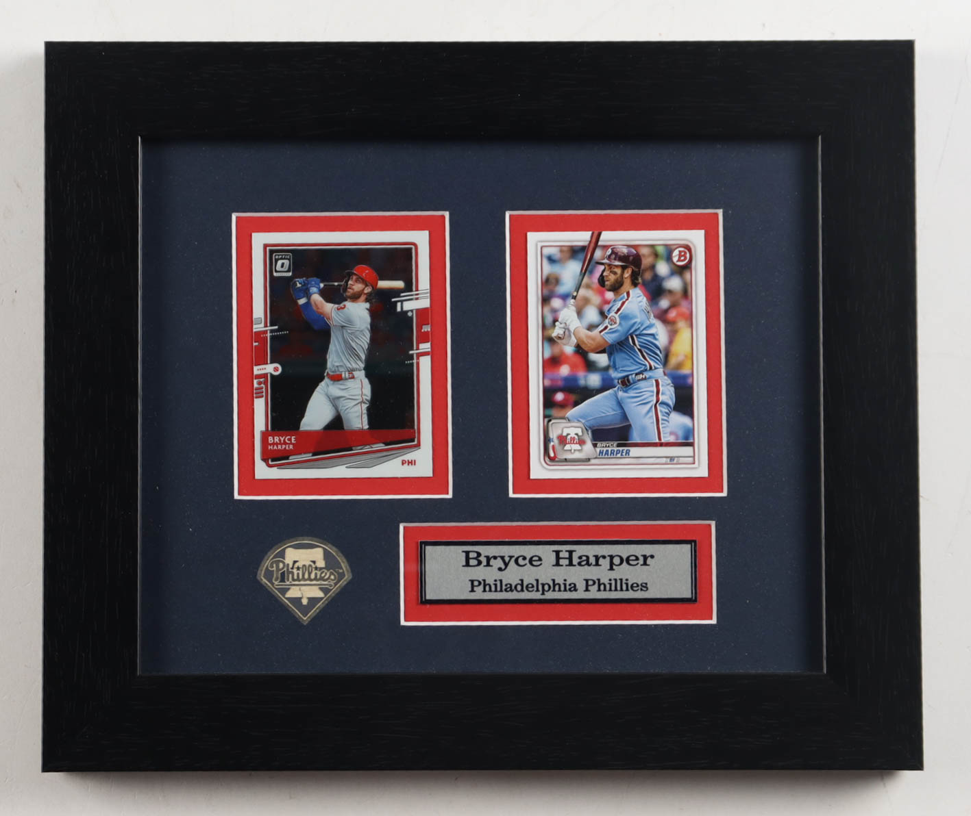 Bryce Harper Phillies Custom Framed Donruss Optic & Bowman Card Display at PristineAuction.com Bryce Harper Phillies Custom Framed Donruss Optic & Bowman Card Display at PristineAuction.com
