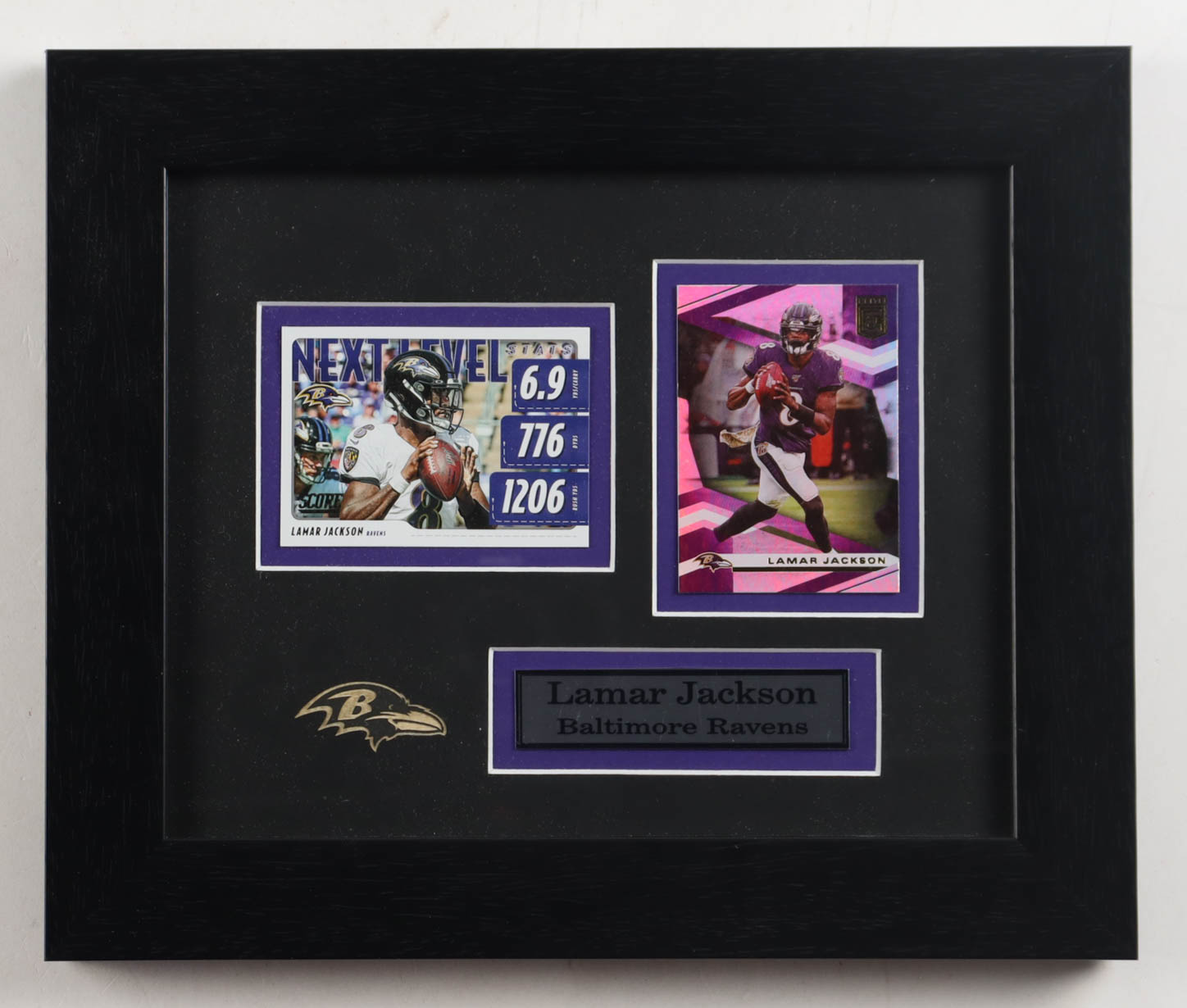 Lamar Jackson Ravens Custom Framed Score & Elite Card Display at PristineAuction.com Lamar Jackson Ravens Custom Framed Score & Elite Card Display at PristineAuction.com