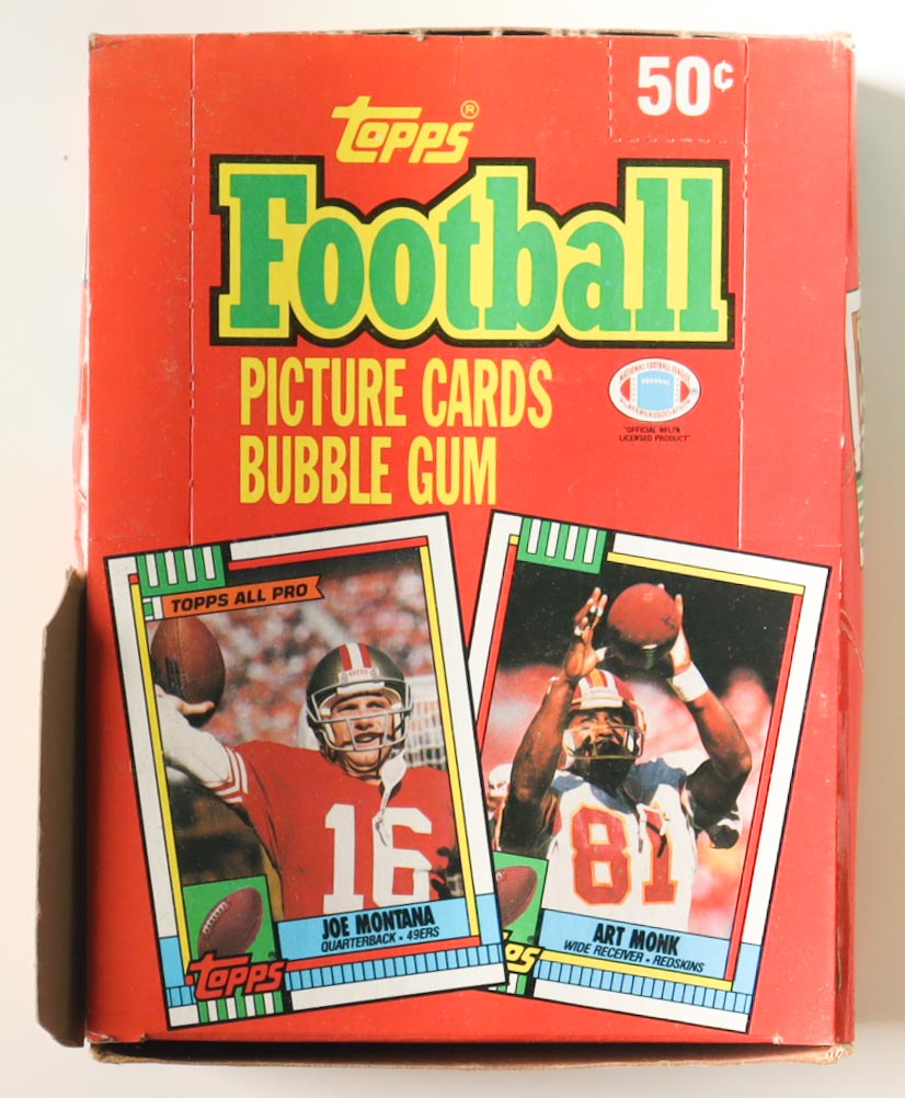 1990 Topps Football Card Wax Box with (36) Packs at PristineAuction.com 1990 Topps Football Card Wax Box with (36) Packs at PristineAuction.com