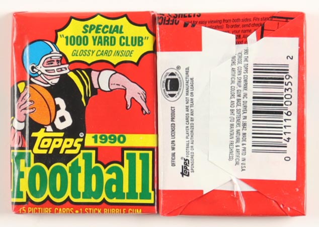 1990 Topps Football Card Wax Box with (36) Packs at PristineAuction.com 1990 Topps Football Card Wax Box with (36) Packs at PristineAuction.com