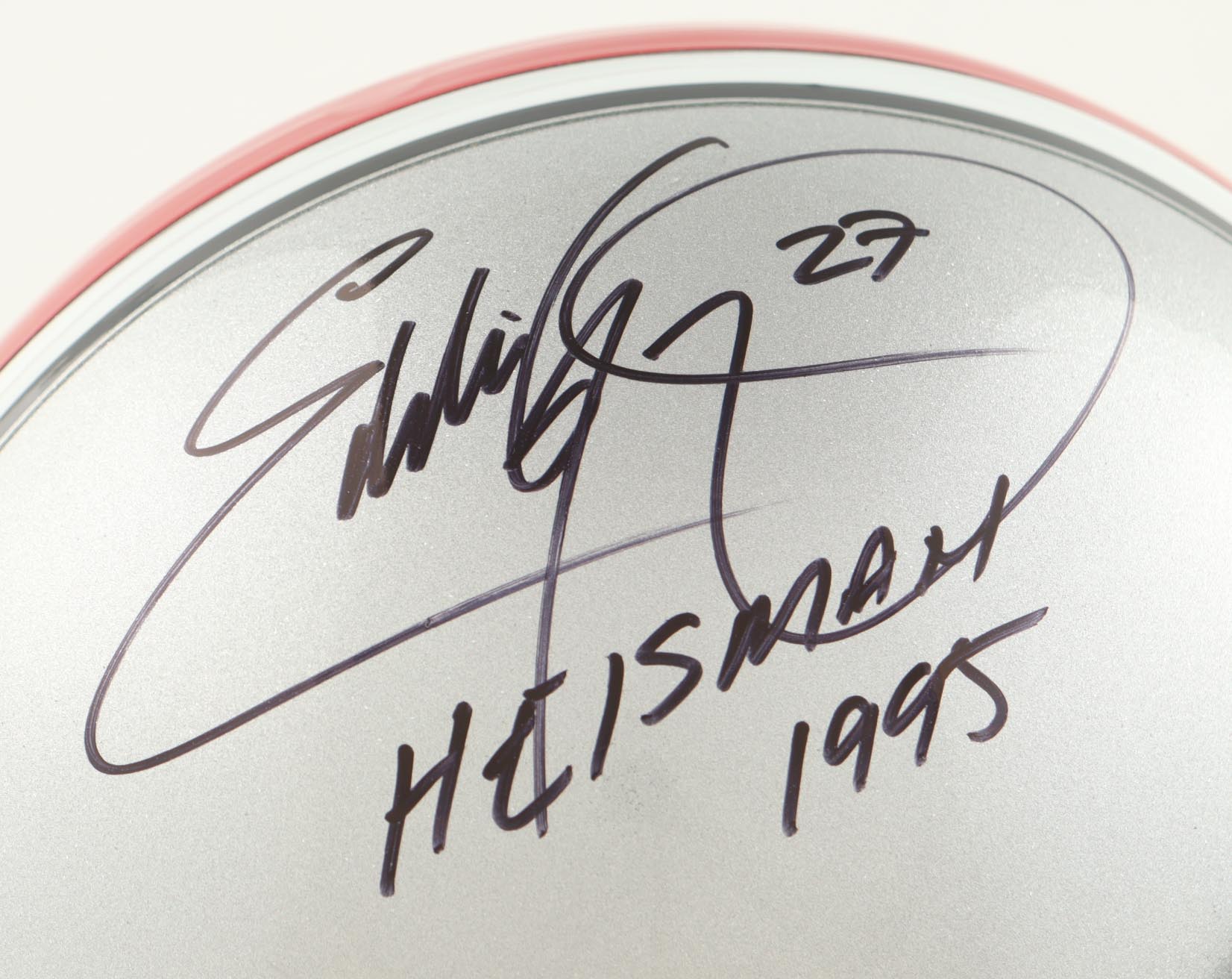 Eddie George Signed Ohio State Buckeyes Full-Size Authentic On-Field Helmet Inscribed "Heisman 1995" (JSA) at PristineAuction.com Eddie George Signed Ohio State Buckeyes Full-Size Authentic On-Field Helmet Inscribed "Heisman 1995" (JSA) at PristineAuction.com