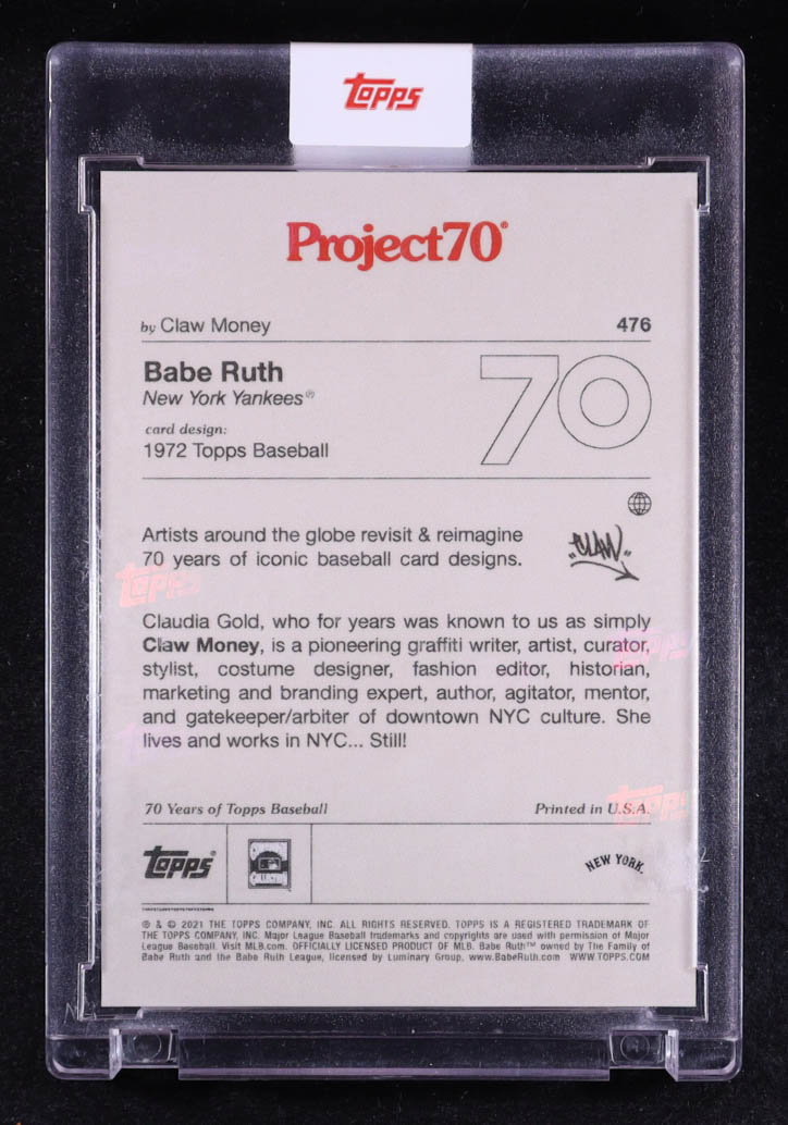 Babe Ruth 2021 Topps Project 70 #476 / Claw Money at PristineAuction.com Babe Ruth 2021 Topps Project 70 #476 / Claw Money at PristineAuction.com