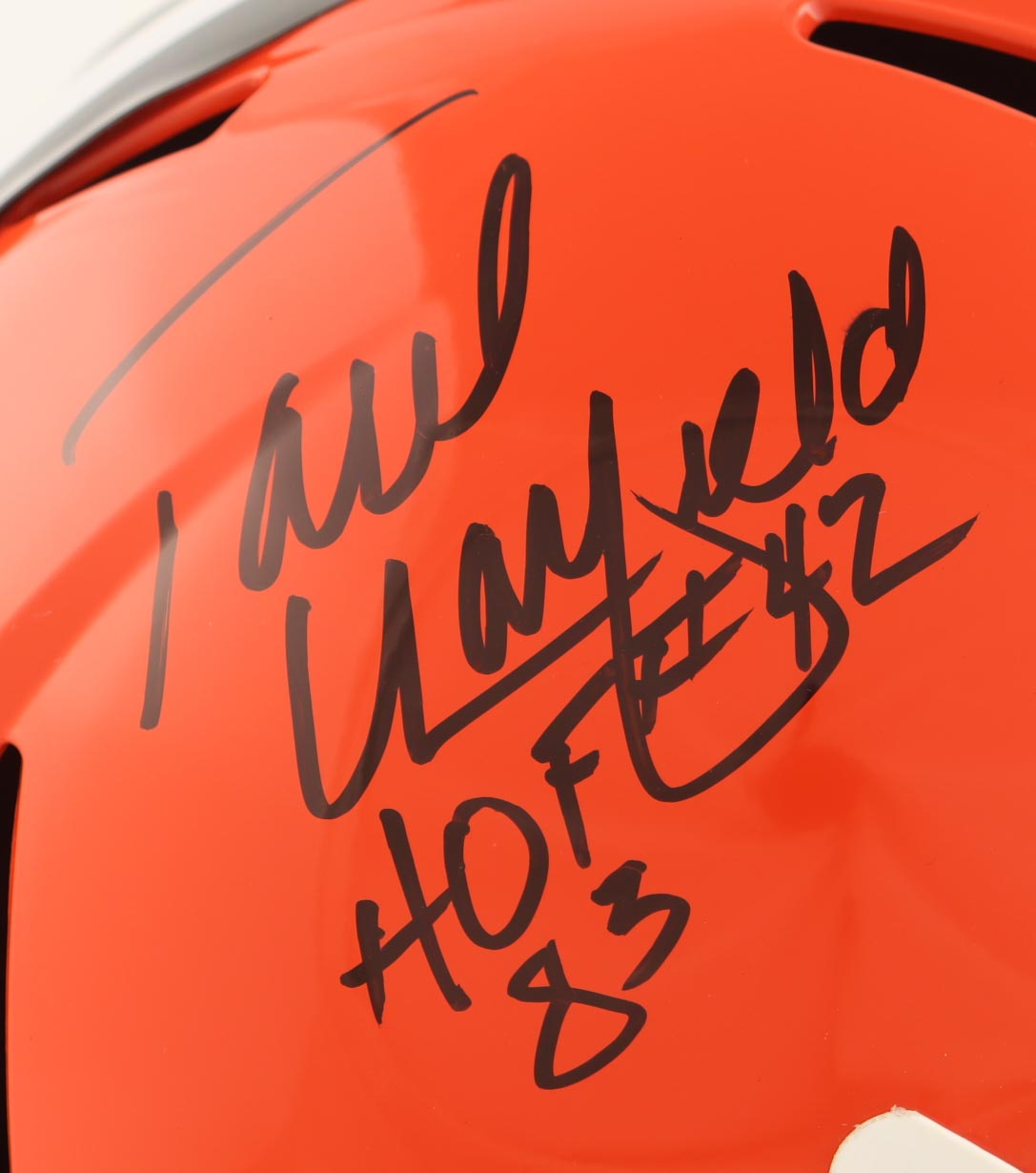 Paul Warfield Signed Browns Full-Size Speed Helmet Inscribed "HOF 83" (Beckett) at PristineAuction.com Paul Warfield Signed Browns Full-Size Speed Helmet Inscribed "HOF 83" (Beckett) at PristineAuction.com