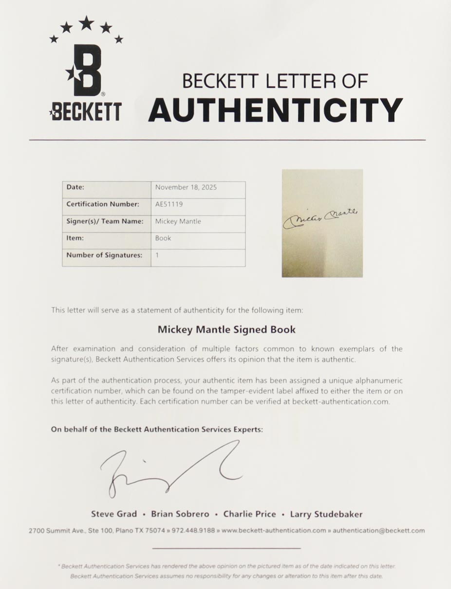 Mickey Mantle Signed "The Mick" Hardcover Book (Beckett) at PristineAuction.com Mickey Mantle Signed "The Mick" Hardcover Book (Beckett) at PristineAuction.com