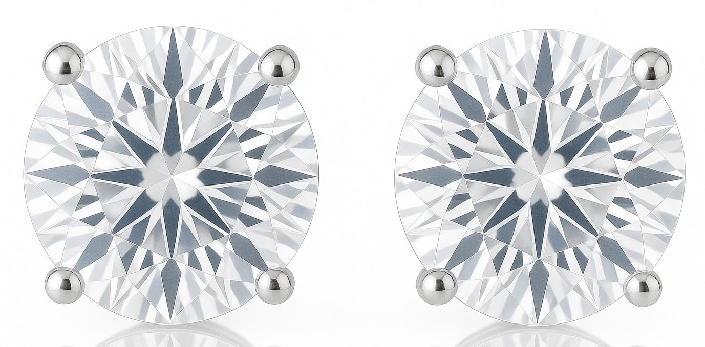 New Platinum 2.32 CTW Lab Grown Pair of Diamond Earrings D, VVS2 | Hearts & Arrows Ideal Cut | Estimated Retail Value: $4,700 (UGL & IGI CERTS) at PristineAuction.com New Platinum 2.32 CTW Lab Grown Pair of Diamond Earrings D, VVS2 | Hearts & Arrows Ideal Cut | Estimated Retail Value: $4,700 (UGL & IGI CERTS) at PristineAuction.com