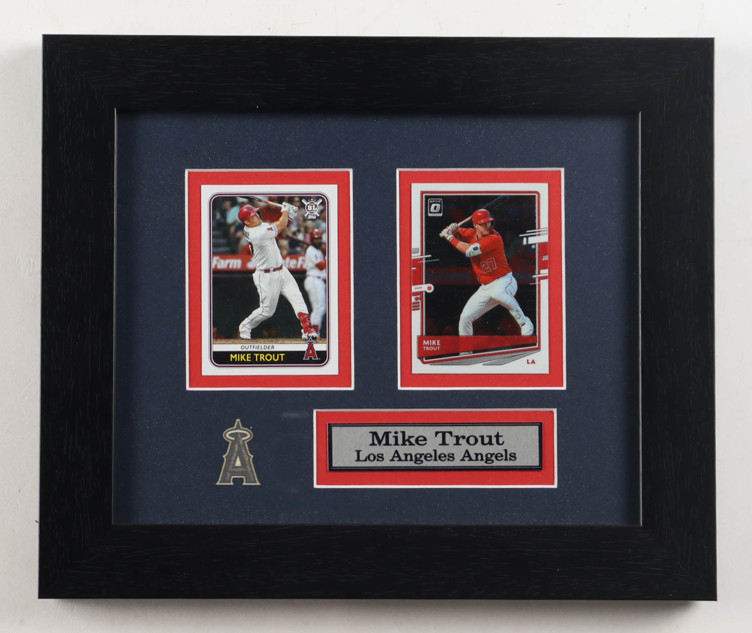 Mike Trout Angels Custom Framed Donruss Optic & Topps Card Display at PristineAuction.com Mike Trout Angels Custom Framed Donruss Optic & Topps Card Display at PristineAuction.com