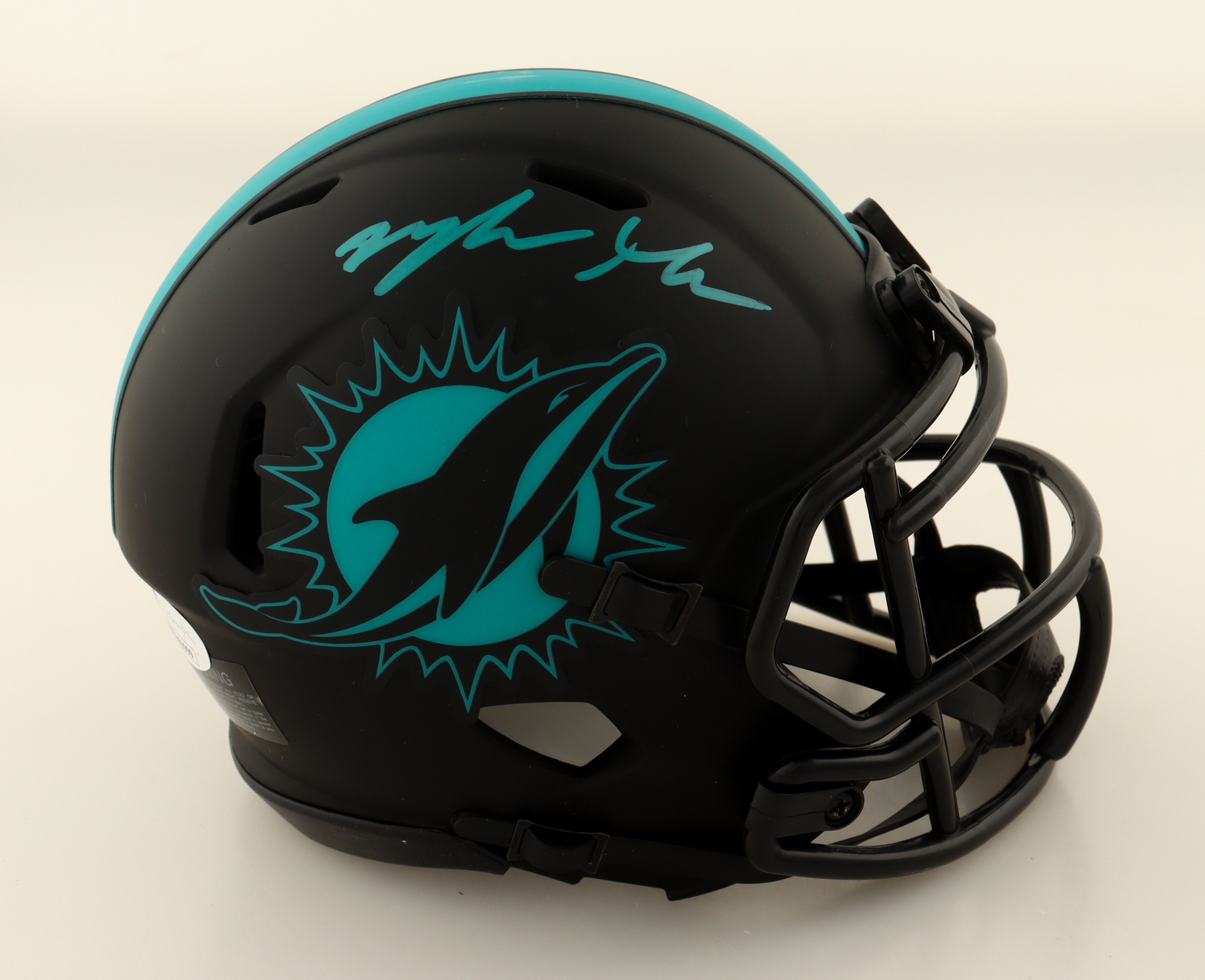 Myles Gaskin Signed Dolphins Eclipse Alternate Speed Mini Helmet (JSA) at PristineAuction.com Myles Gaskin Signed Dolphins Eclipse Alternate Speed Mini Helmet (JSA) at PristineAuction.com