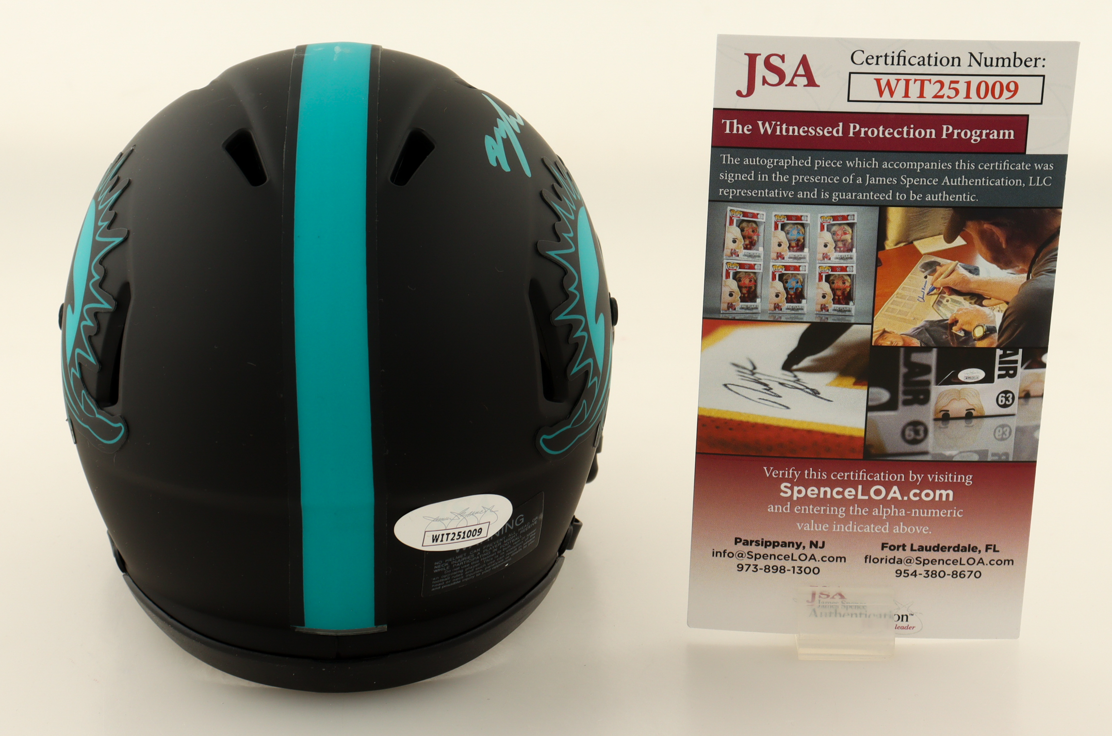 Myles Gaskin Signed Dolphins Eclipse Alternate Speed Mini Helmet (JSA) at PristineAuction.com Myles Gaskin Signed Dolphins Eclipse Alternate Speed Mini Helmet (JSA) at PristineAuction.com