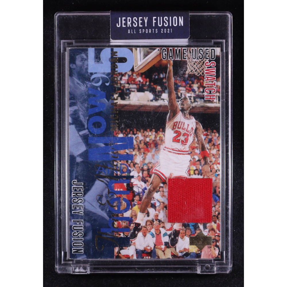 Michael Jordan 2021 Jersey Fusion Game Used Swatch #JF-MJ87 at PristineAuction.com