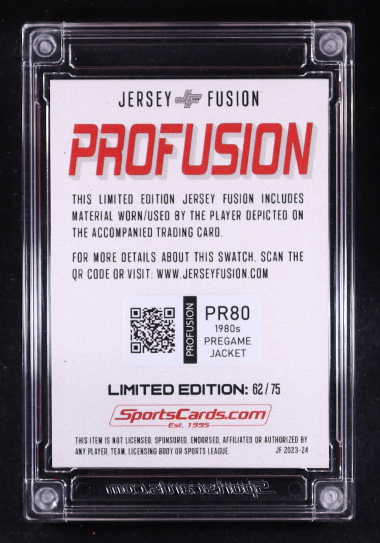 Pete Rose 2023-24 Jersey Fusion Profusion 1980s Pregame Jacket Limited Edition #PR80 #62/75 at PristineAuction.com Pete Rose 2023-24 Jersey Fusion Profusion 1980s Pregame Jacket Limited Edition #PR80 #62/75 at PristineAuction.com