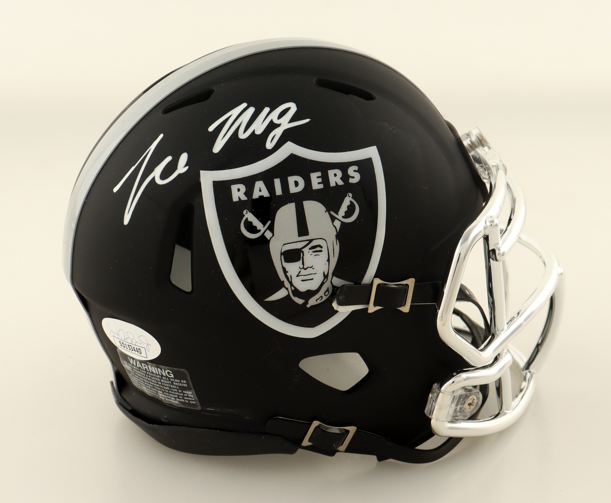 Trevon Moehrig Signed Raiders Eclipse Alternate Speed Mini Helmet (JSA) at PristineAuction.com Trevon Moehrig Signed Raiders Eclipse Alternate Speed Mini Helmet (JSA) at PristineAuction.com