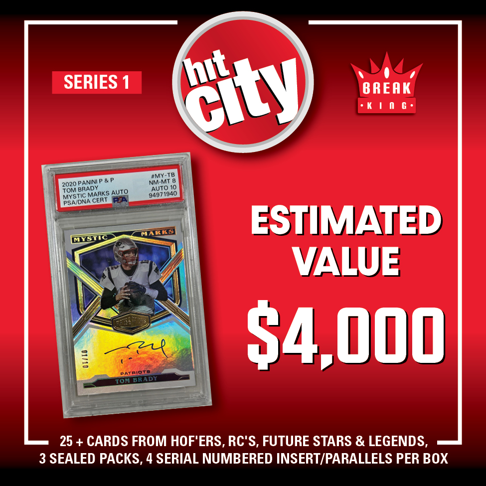Break King "HIT CITY" Mystery Box Series 1 – (1) HIT PACK per box, 25+ HOF RC’S, 4 #’D Parallels & 3 SEALED PACKS!!!! at PristineAuction.com Break King "HIT CITY" Mystery Box Series 1 – (1) HIT PACK per box, 25+ HOF RC’S, 4 #’D Parallels & 3 SEALED PACKS!!!! at PristineAuction.com