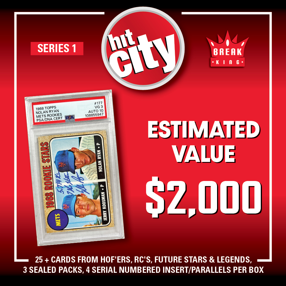 Break King "HIT CITY" Mystery Box Series 1 – (1) HIT PACK per box, 25+ HOF RC’S, 4 #’D Parallels & 3 SEALED PACKS!!!! at PristineAuction.com Break King "HIT CITY" Mystery Box Series 1 – (1) HIT PACK per box, 25+ HOF RC’S, 4 #’D Parallels & 3 SEALED PACKS!!!! at PristineAuction.com