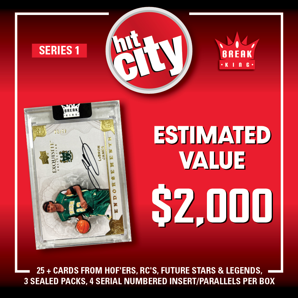 Break King "HIT CITY" Mystery Box Series 1 – (1) HIT PACK per box, 25+ HOF RC’S, 4 #’D Parallels & 3 SEALED PACKS!!!! at PristineAuction.com Break King "HIT CITY" Mystery Box Series 1 – (1) HIT PACK per box, 25+ HOF RC’S, 4 #’D Parallels & 3 SEALED PACKS!!!! at PristineAuction.com