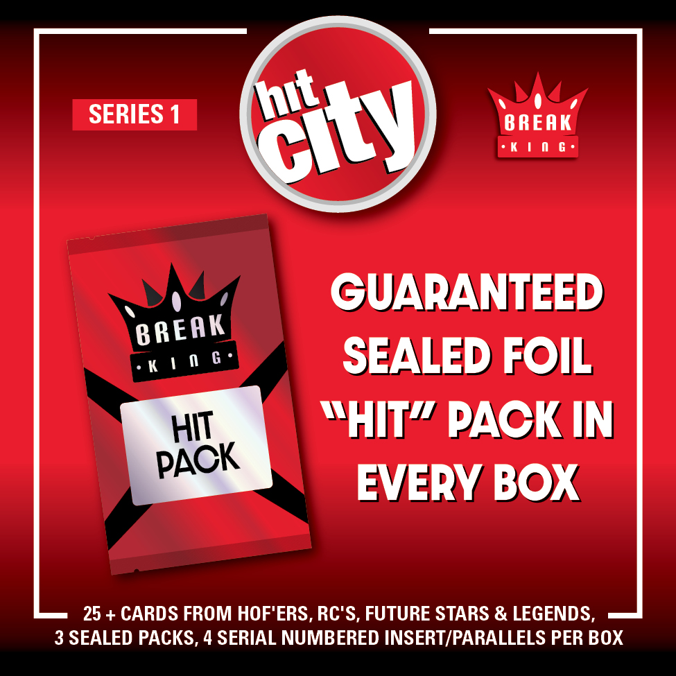 Break King "HIT CITY" Mystery Box Series 1 – (1) HIT PACK per box, 25+ HOF RC’S, 4 #’D Parallels & 3 SEALED PACKS!!!! at PristineAuction.com Break King "HIT CITY" Mystery Box Series 1 – (1) HIT PACK per box, 25+ HOF RC’S, 4 #’D Parallels & 3 SEALED PACKS!!!! at PristineAuction.com