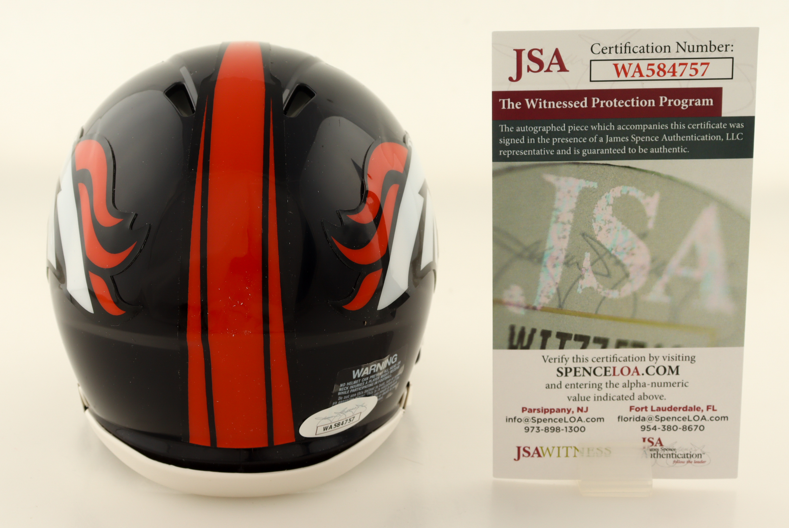 Damarri Mathis Signed Broncos Speed Mini Helmet (JSA) at PristineAuction.com Damarri Mathis Signed Broncos Speed Mini Helmet (JSA) at PristineAuction.com